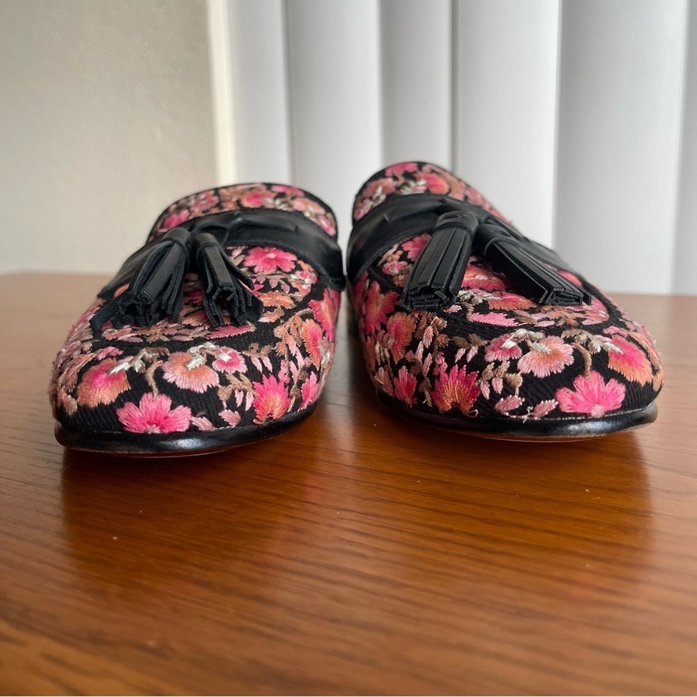 Sam Edelman Paris 2 Floral Embroidered Tassel Mules Size 5.5 - Picture 6 of 12